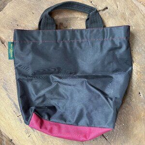 Hervé Chapelier two-tone nylon handheld zipper tote bag black aubergine EUC